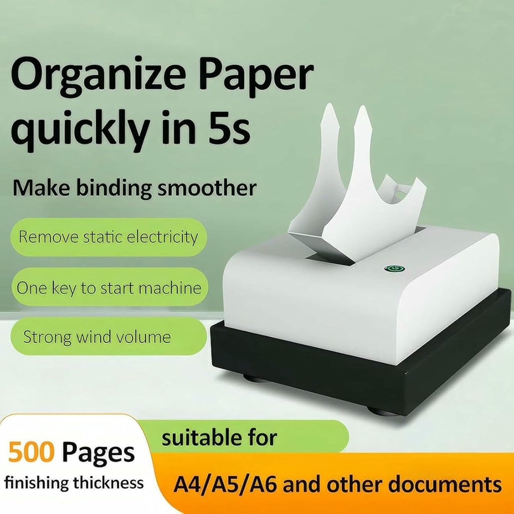 20W Paper Binder, 2800r/min Automatic Check Printer, Removes Paper Dust and Static Electricity Paper Binder Paper Finisher for A4/A5/A6 Paper