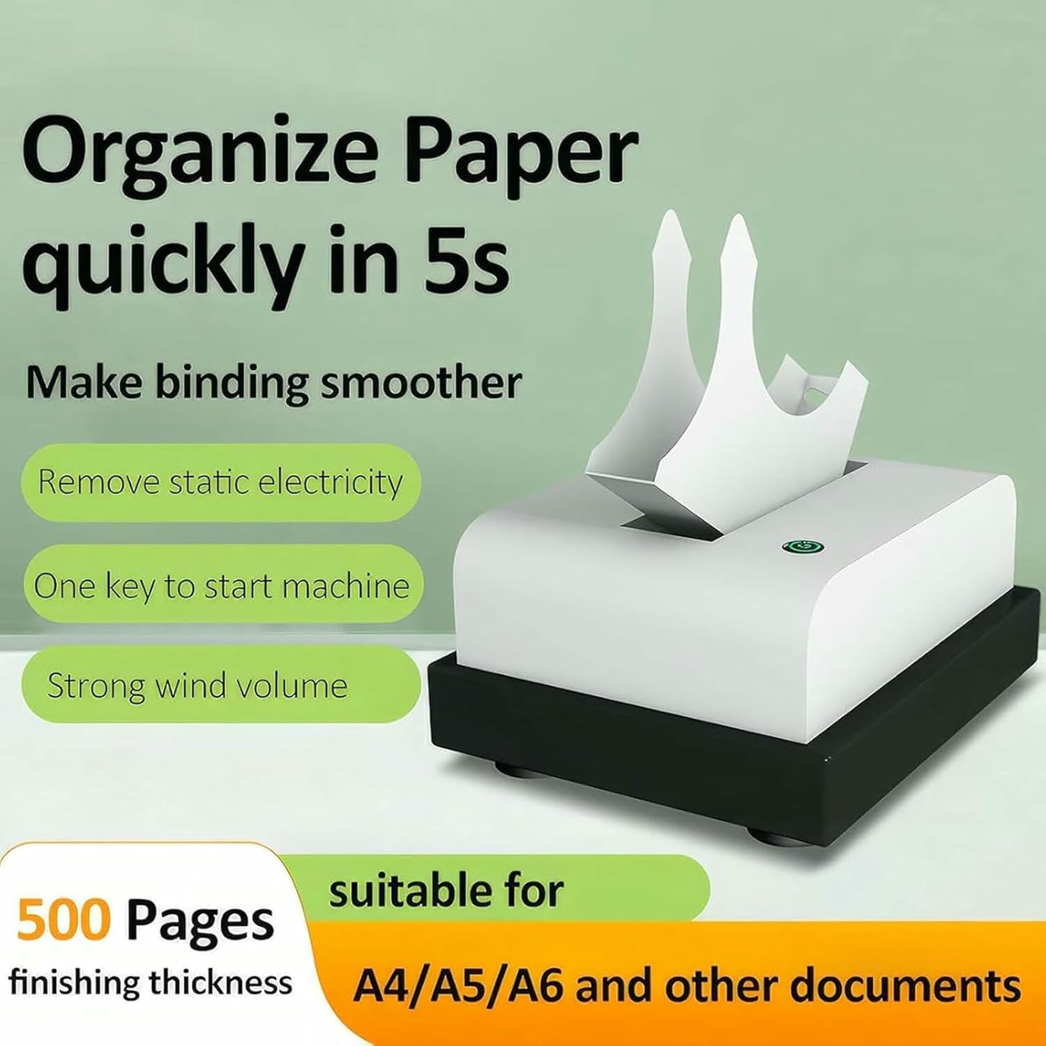 20W Paper Binder, 2800r/min Automatic Check Printer, Removes Paper Dust and Static Electricity Paper Binder Paper Finisher for A4/A5/A6 Paper