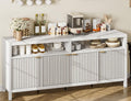 GarveeLife 65 Inch Fluted Sideboard Buffet Cabinet with Storage, Modern Wood Sideboard Cabinet with 4 Doors, Buffets & Sideboards for Kitchen,Dining Room,Living Room,Hallway,White