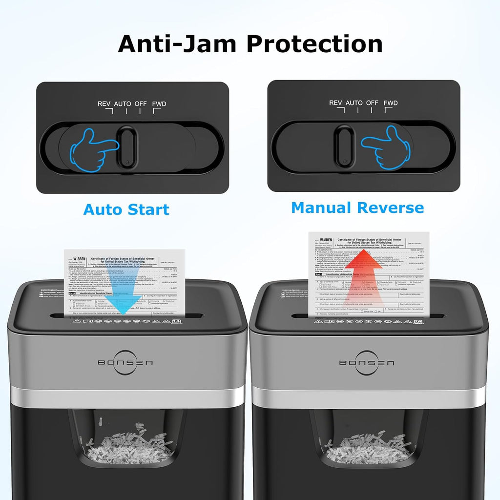 BONSEN 14-Sheet Paper Shredder for Home Office, Heavy Duty Cross Cut Shredder with 5.3 Gal Pullout Bin, Quiet Shredder for CDs/Credit Card/Staple, P-4 Security, Anti-Jam System