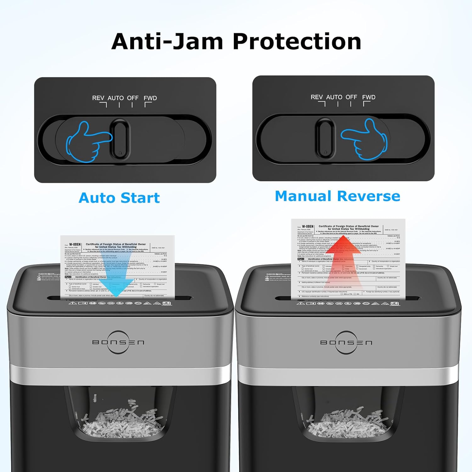 BONSEN 14-Sheet Paper Shredder for Home Office, Heavy Duty Cross Cut Shredder with 5.3 Gal Pullout Bin, Quiet Shredder for CDs/Credit Card/Staple, P-4 Security, Anti-Jam System