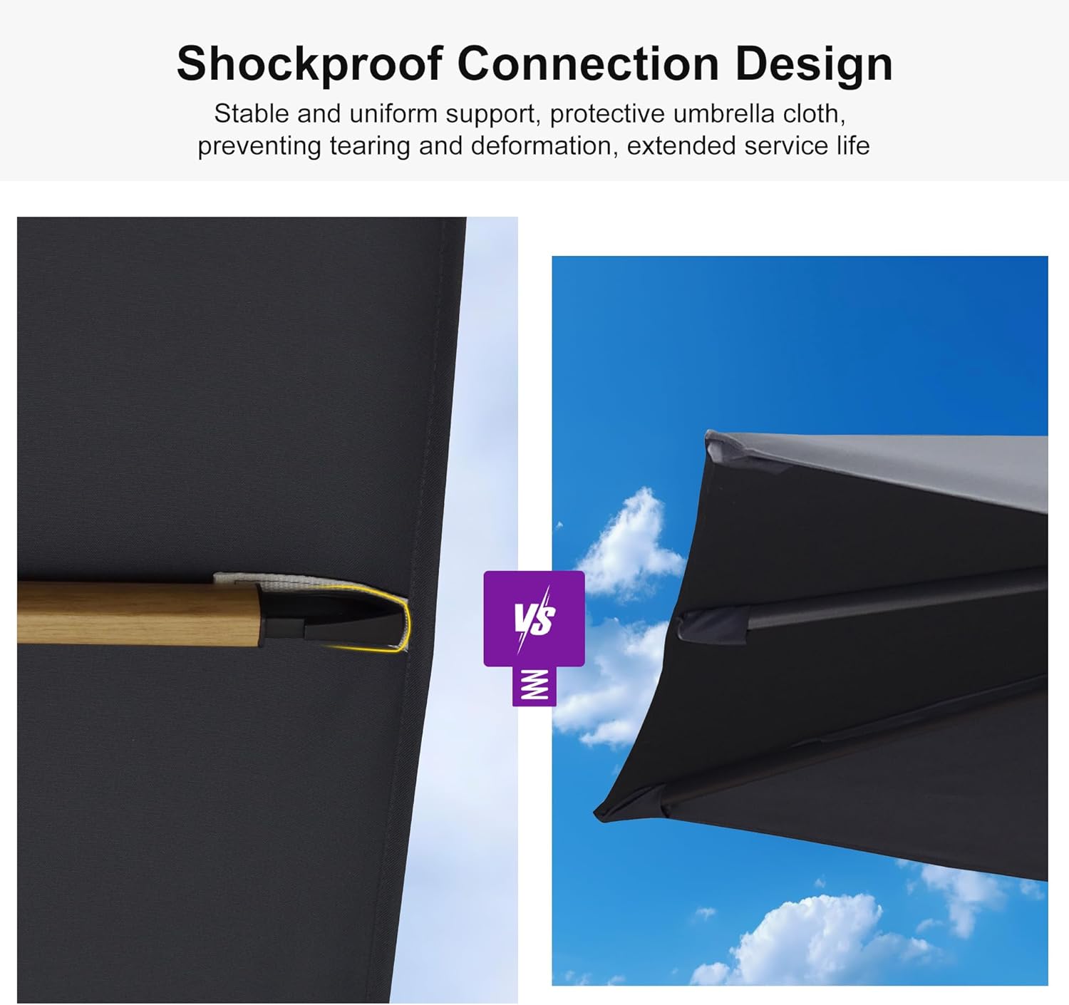 PURPLE LEAF 10' x 13' Rectangle Patio Cantilever Umbrella With Base Large Hanging Umbrella Teak Finished Aluminum Frame Windproof Offset Outdoor Sun Umbrellas for Beach Pool Deck, Grey