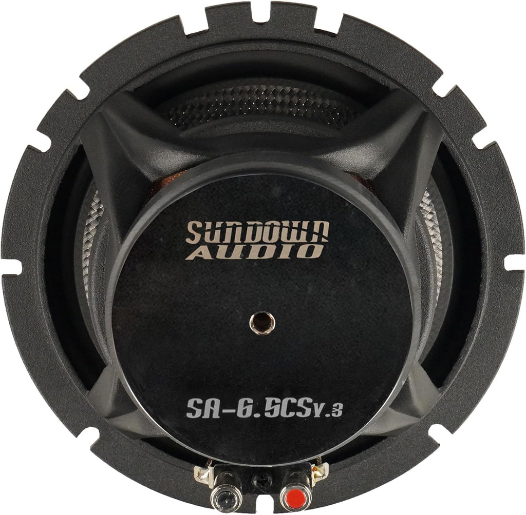 Sundown Audio SA-6.5CS v.3 6.5 in 125-Watt Car Audio Component Speakers, Silk Dome Tweeters, Carbon Fiber Cones, Adjustable Crossovers, for Vehicle Sound Systems, 4-Piece