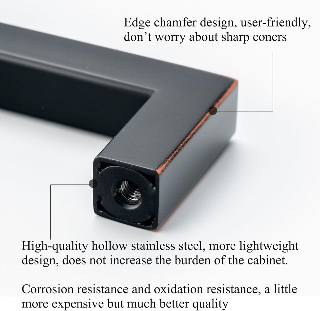 30 Pack 8 Inch Oil Rubbed Bronze Cabinet Pulls Square Cabinet Handles Drawer Pulls Stainless Steel Cabinet Hardware Kitchen Handles for Cabinets Cupboard Handles