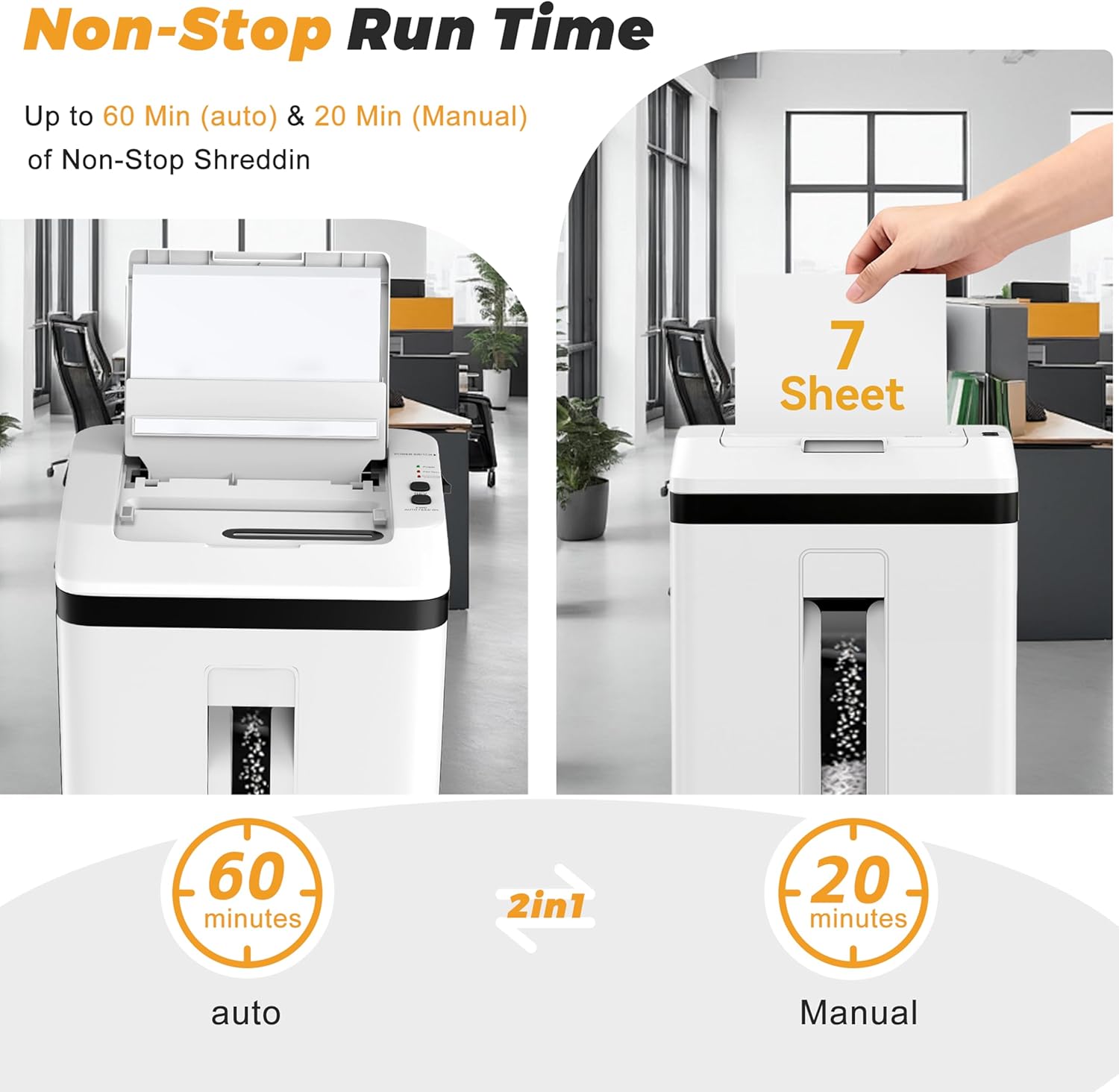 150-Sheet Paper Shredder Heavy Duty, Micro Cut and CDs/Cards, P5 Ultra Security, 60 Min Non Stop Shredder for Home Office, 5.3 Gallon Bin with Wheels,