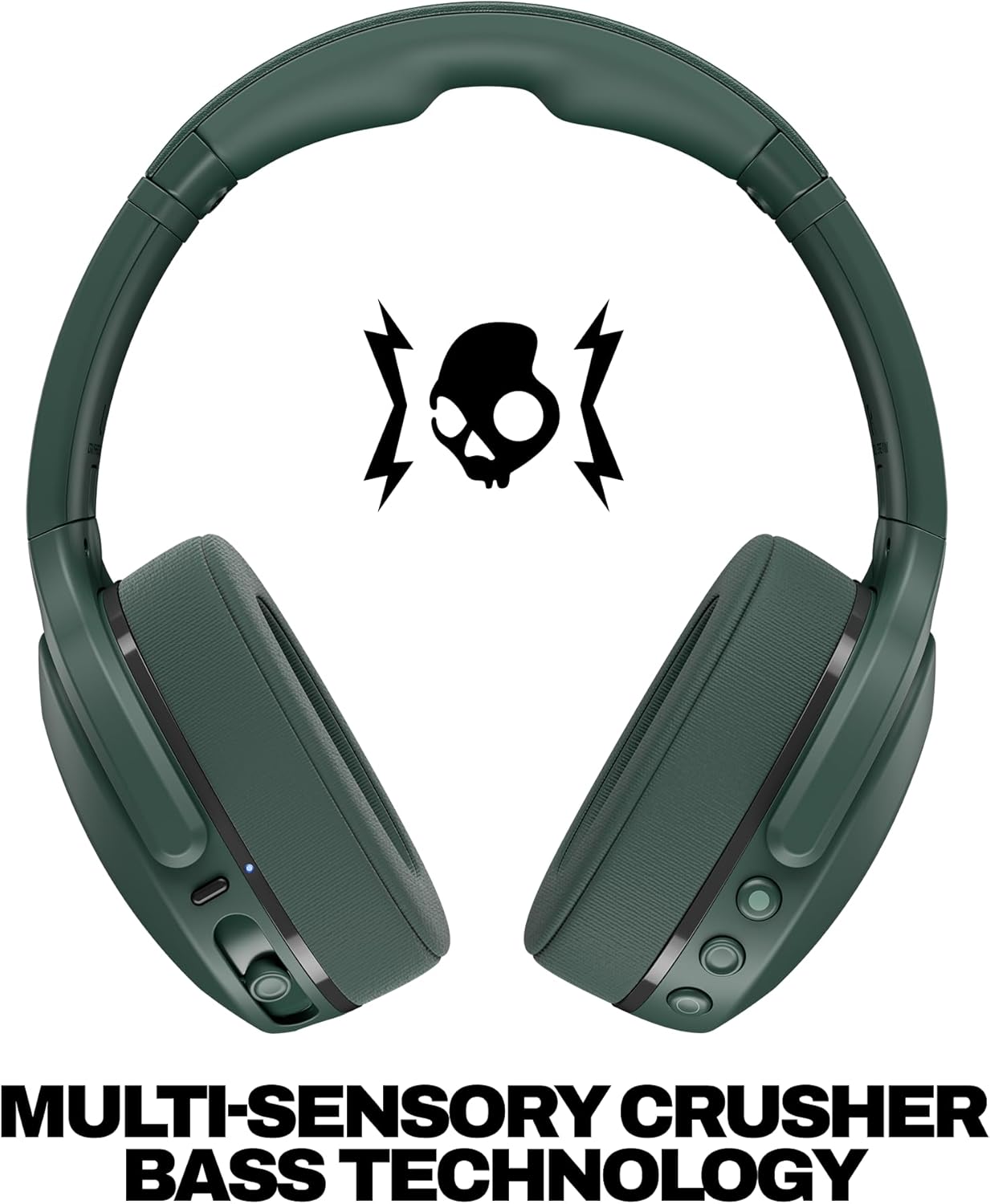 Skullcandy Crusher 540 Active Wireless Bluetooth Headphones with Multi-Sensory Bass, Noise Isolating Over-Ear Fit, Sweat and Water Resistant, 40 Hours Battery, Microphone for iPhone Android - Forest