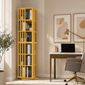 Lauxery Rotating Bookshelf Tower– 6 Tier 360° Spinning Bookshelf | Space-Saving Floor Standing Bamboo Revolving Bookcase for Small Space, Home Offices & Reading Corners | Gold