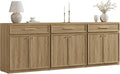 SICOTAS Buffet Cabinet with Storage Tall Modern Accent Storage Cabinet with Doors and Shelves 90 inch Wide Wooden Sideboard Credenza Buffets Console Table Coffee Bar for Kitchen Dining Living Room