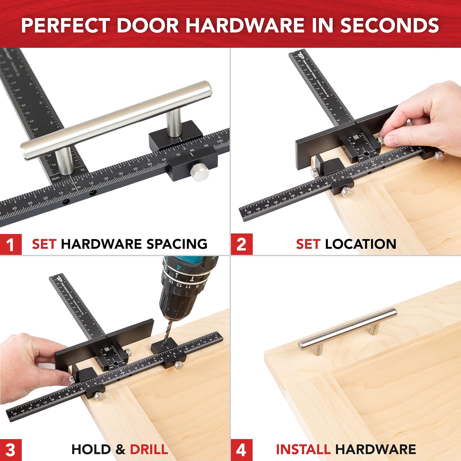 The Original Cabinet Hardware Jig - Made in USA - Most Accurate Tool for Knobs and Pulls - Hand Calibrated by True Position Tools