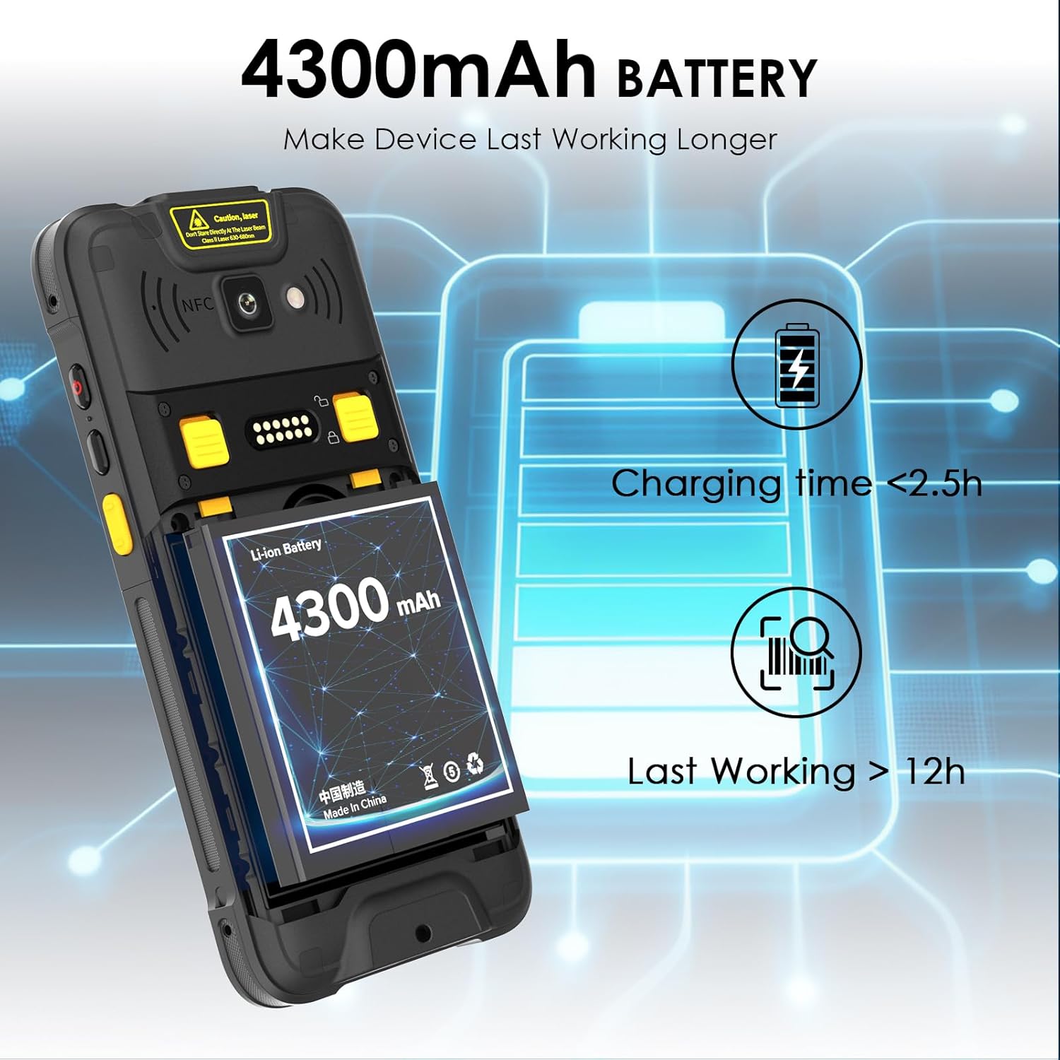 Android 13 Barcode Scanner Handheld Mobile Computer 4GB+64GB Rugged Data Terminal PDA with 1D/2D Zebra-SE4710 Reader Bluetooth Wi-Fi 6 NFC 4G for Logistics, Warehouse, Retail