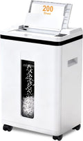 200-Sheet Auto Feed Paper Shredder, Touchscreen Heavy Duty Shredders, 40 Min Non-Stop, P-5 Ultra Security Commercial Shredder for Home Office, Micro Cut with Wheels, 5.8 Gal Bin,
