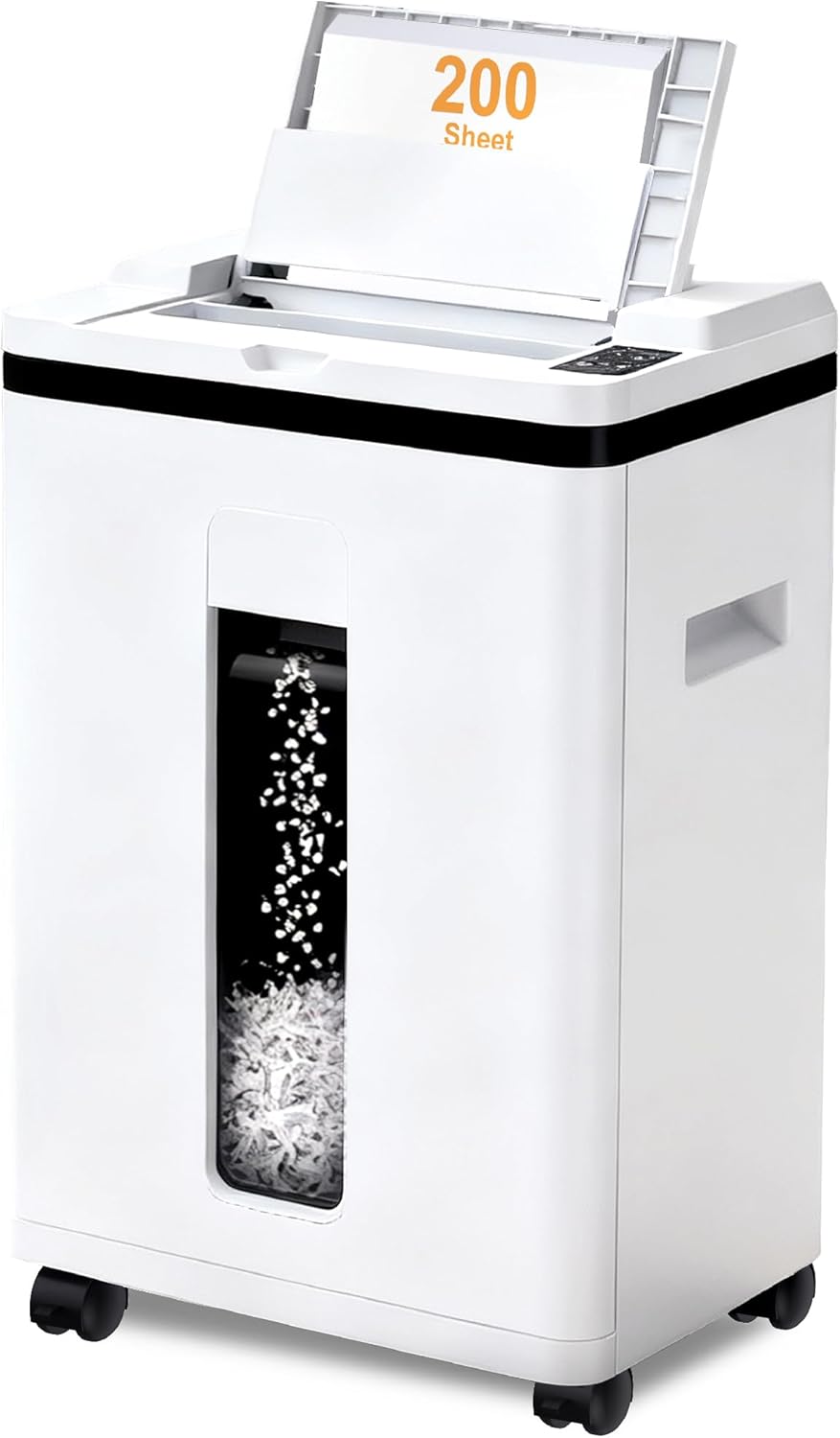 200-Sheet Auto Feed Paper Shredder, Touchscreen Heavy Duty Shredders, 40 Min Non-Stop, P-5 Ultra Security Commercial Shredder for Home Office, Micro Cut with Wheels, 5.8 Gal Bin,