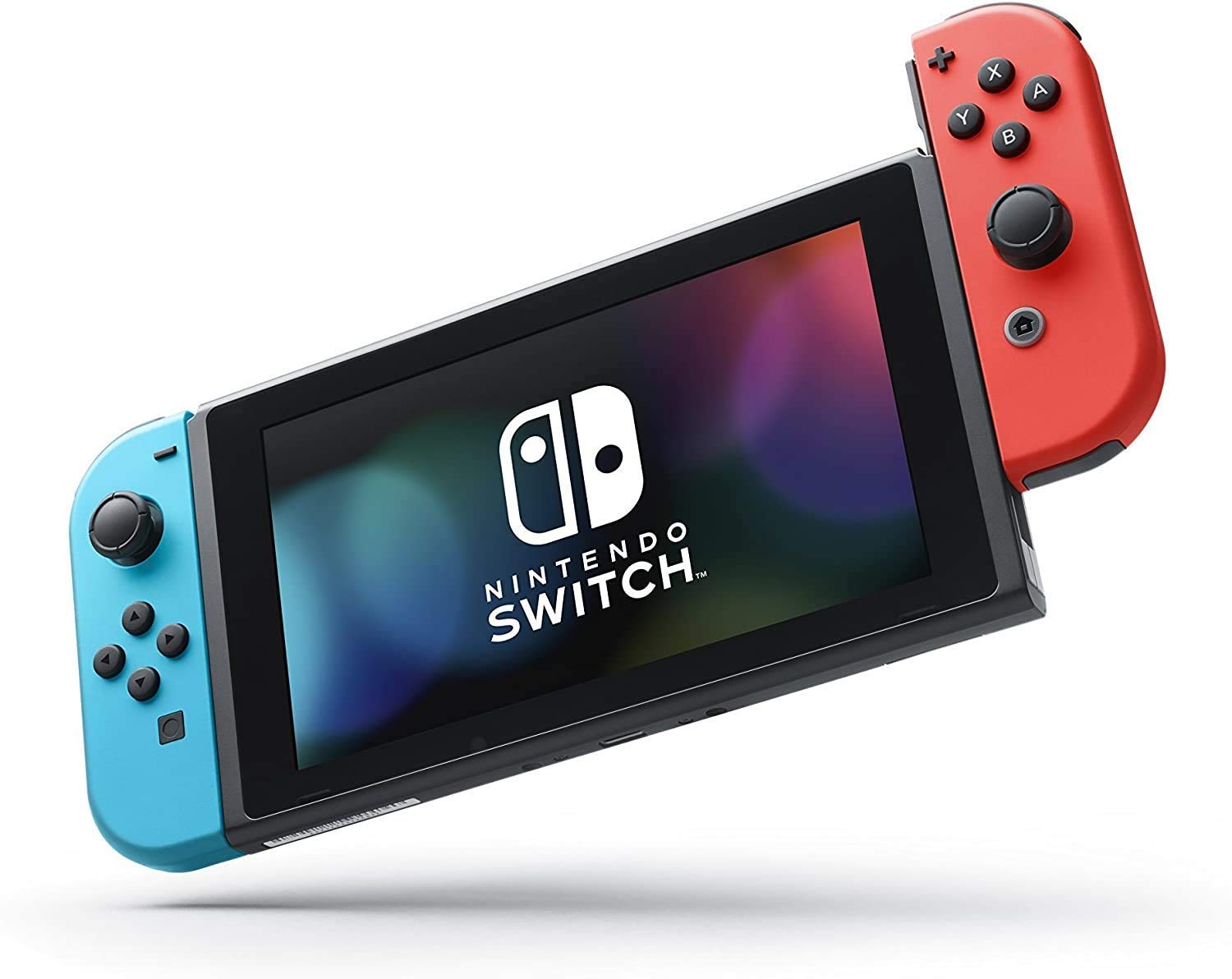 Newest Nintendo Switch w/ Neon Blue & Neon Red Joy-Con + Mario Kart 8 Deluxe Game, 6.2" Touchscreen LCD Display, 802.11AC WiFi, Bluetooth 4.1 - Red and Blue + AllyFlex 128GB Micro SD (Renewed)