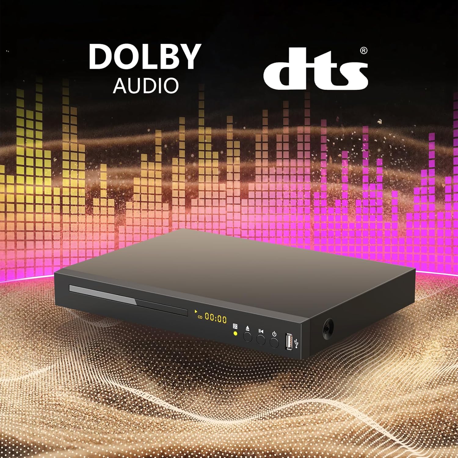Blu Ray DVD Player Dolby Digital TrueHD/DTS and 1080P Full HD, Play All DVDs and Region A 1 Blu-Rays, Support Max 128G USB Flash Drive + HDMI/AV/Coaxial Output + Built-in PAL/NTSC with HDMI/AV Cable