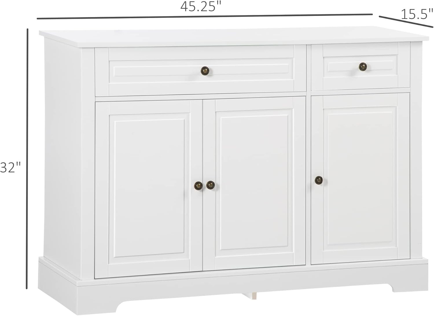 HOMCOM Sideboard Buffet Cabinet, Modern Buffet Cabinet with Storage and 2 Drawers, Coffee Bar Station with Adjustable Shelves for Kitchen, Entryway, White