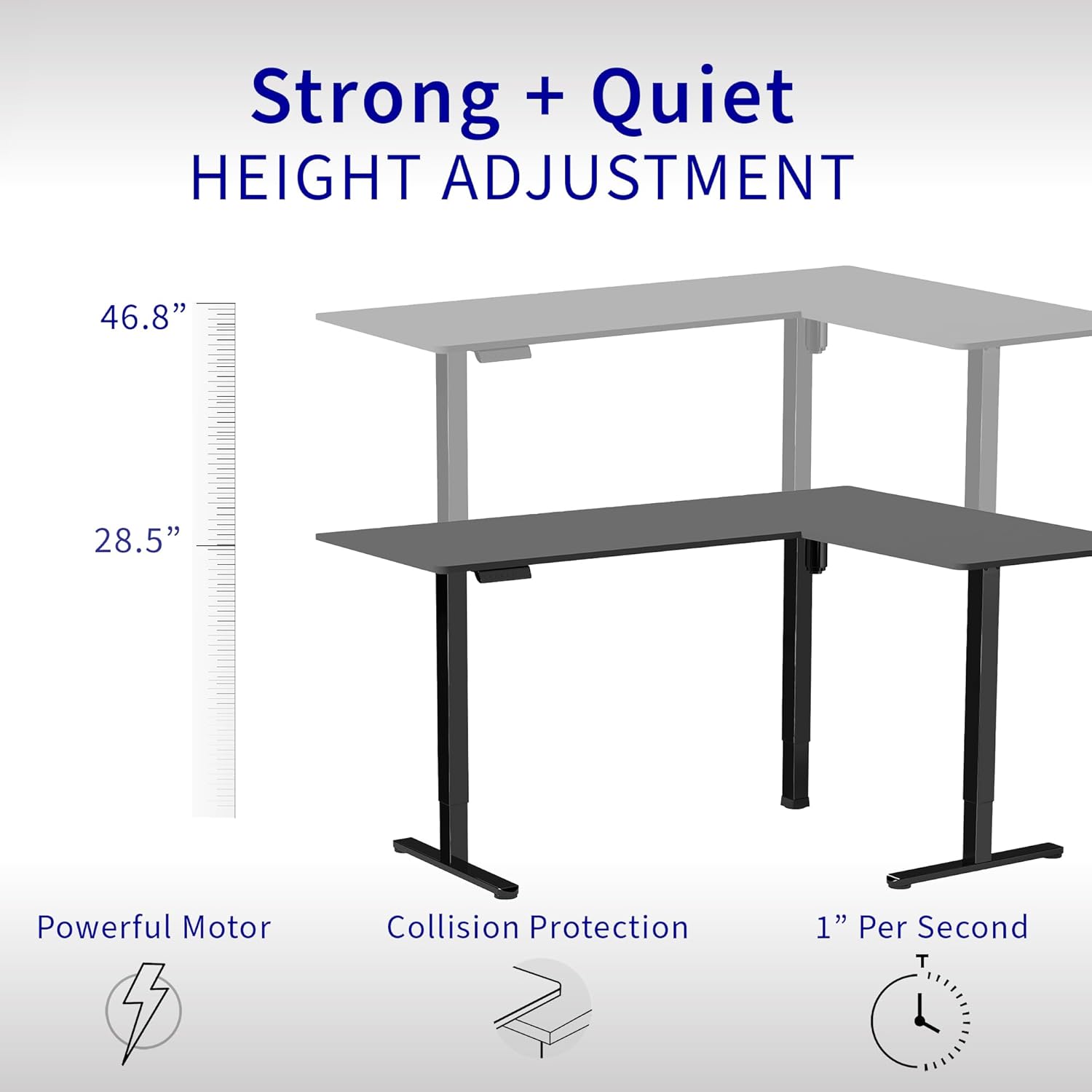 VIVO Corner Standing Desk, 75 x 63 inch Reversible L-Shaped Workstation, Electric Height Adjustment, Home, Office, and Reception Rooms, Light Wood Table Top White Frame, DESK-E3CTC-75