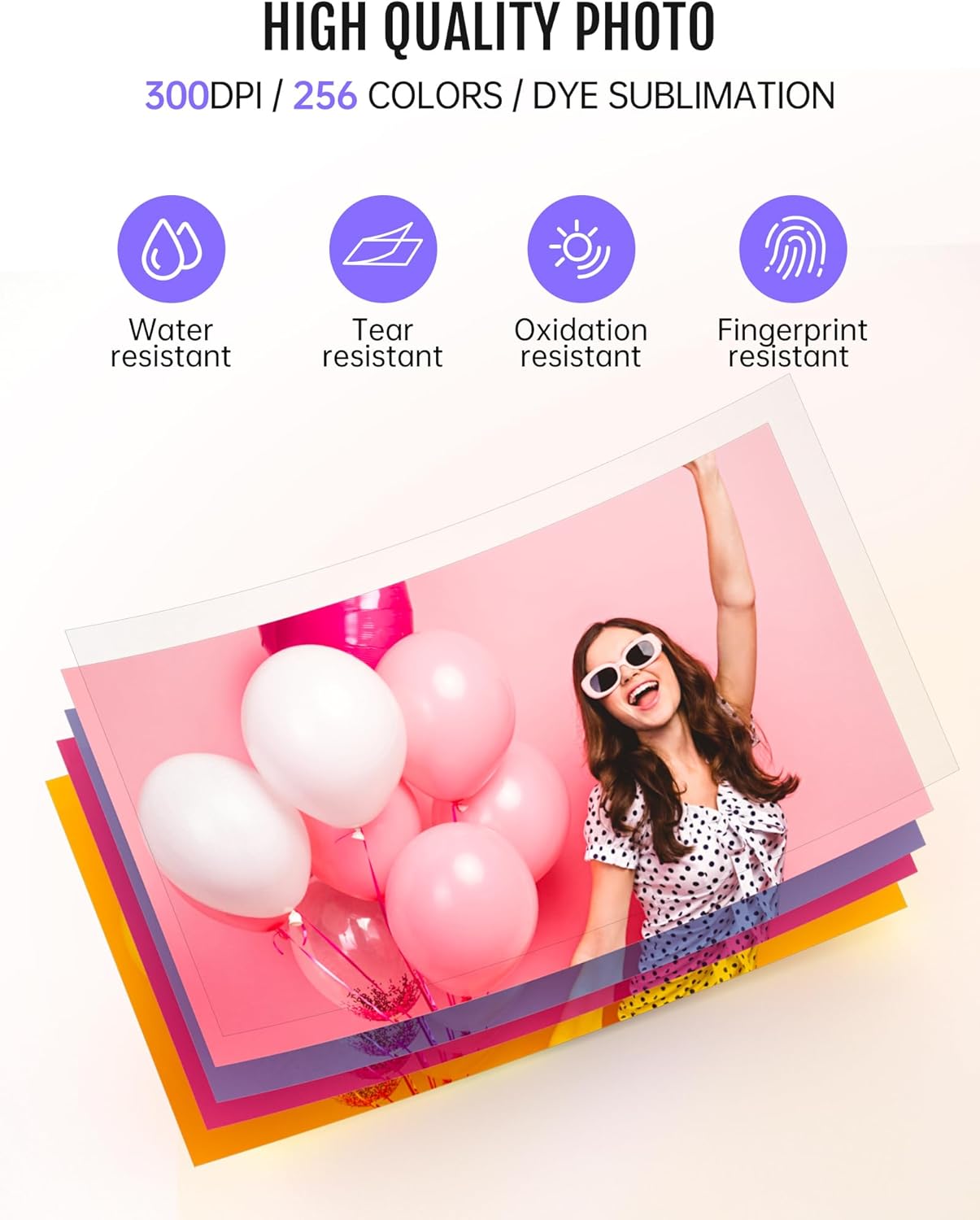 iDPRT 4x6 Photo Printer, CP4100 Instant Photo Printer for iPhone & Android with 108 Sheets & 2 Cartridges, Wireless Portable Picture Printer, 300DPi Thermal Dye Sublimation, Beige