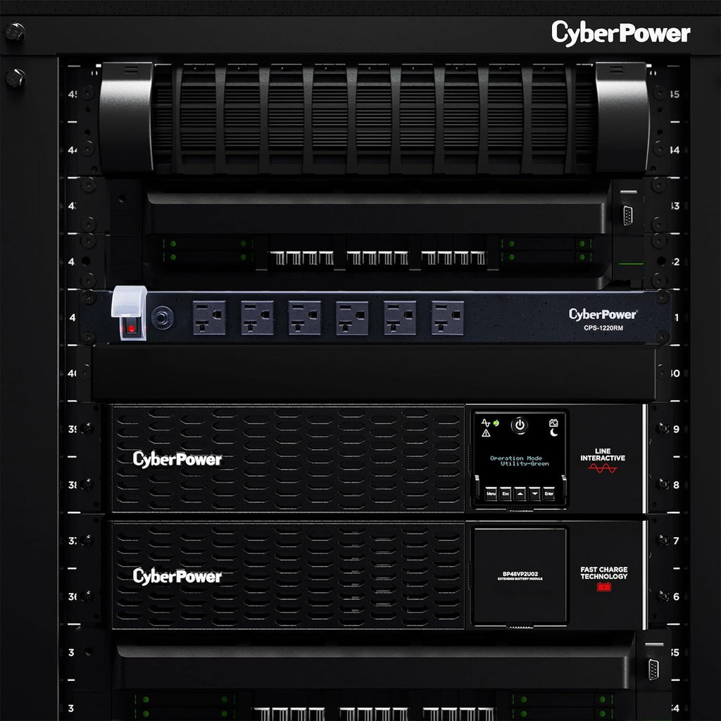 CyberPower CPS1220RM Basic PDU, 100-125V/20A, 12 Outlets, 15ft Power Cord, 1U Rackmount