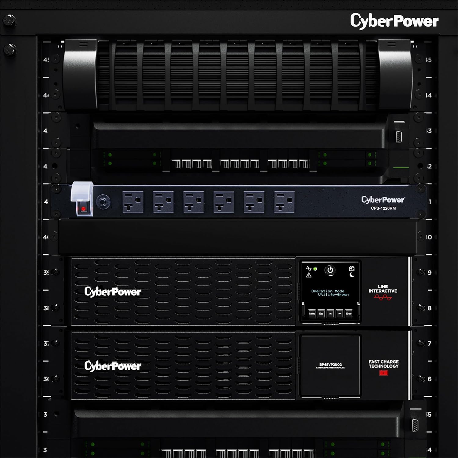 CyberPower CPS1220RM Basic PDU, 100-125V/20A, 12 Outlets, 15ft Power Cord, 1U Rackmount