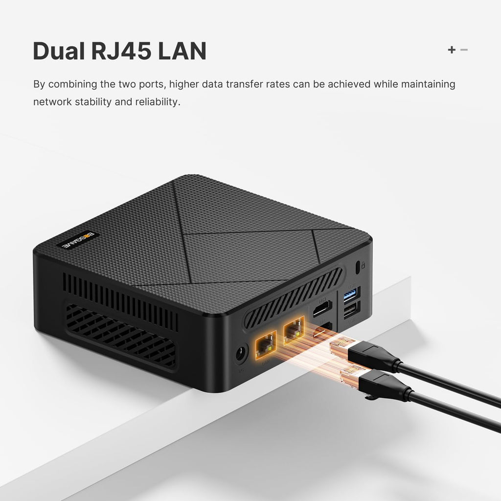 BOSGAME E4 Mini PC, Mini Computers with AMD Ryzen 5 3550H, 16GB DDR4 512GB PCIe SSD, Dual RJ45, 4K Triple Display, USB-C, USB 3.2, Wi-Fi 5/BT 5.0, Micro Desktop Computers for Office, Home & Streaming