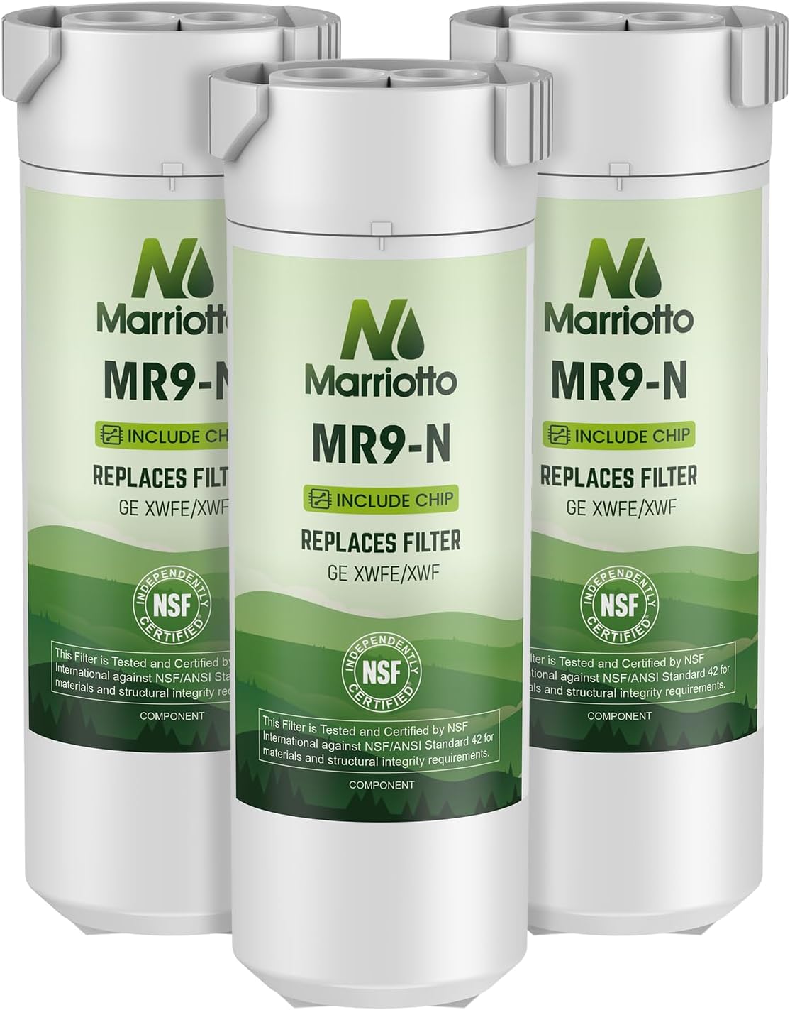 MARRIOTTO Water Filter Compatible with XWFE (Built-in CHIP), Replacement for GE XWFE, XWF Refrigerator Water Filter Pack of 3