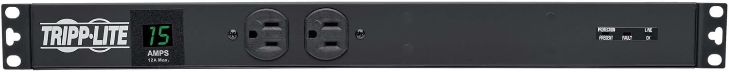 Tripp Lite Metered PDU, 15A, Isobar Surge Suppression, 3840J, 14 Outlets (5-15R), 120V, 5-15P, 15 ft. Cord, 1U Rack-Mount Power (PDUMH15-ISO)