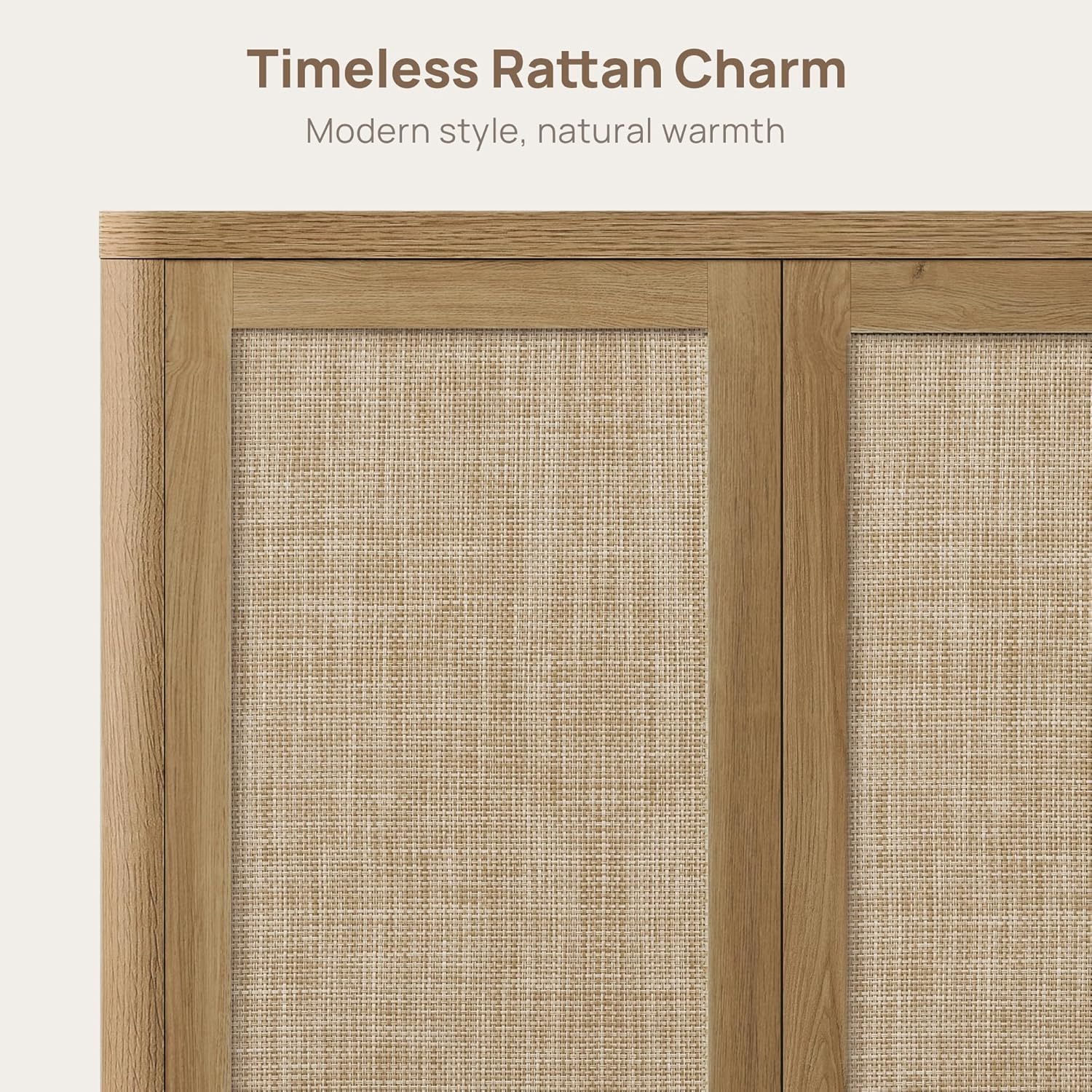 SICOTAS Rattan Sideboard Buffet Console Table - 95” Larger Modular Credenza Stand, 3 Pieces Boho Coffee Bar Cabinet with Storage & Adjustable Shelves for Hallway, Living Room, Dining Room