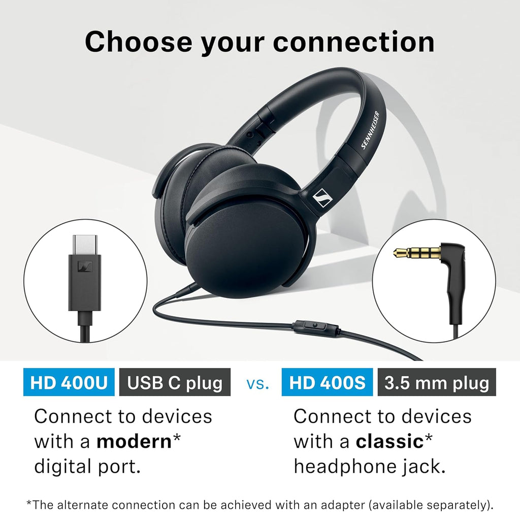 Sennheiser HD 400U - Wired Over-Ear Headphone with Smart Remote, Black