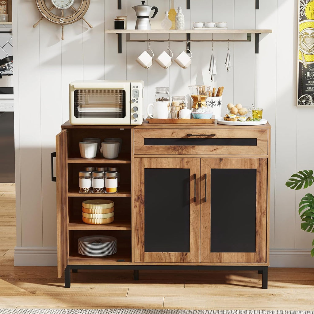 Giantex 48" Buffet Cabinet with Storage, 3-Door Large Farmhouse Sideboard with Drawer, Removable Shelves, Accent Buffet Table for Entryway Coffee Bar, Kitchen, Entryway, Living Room
