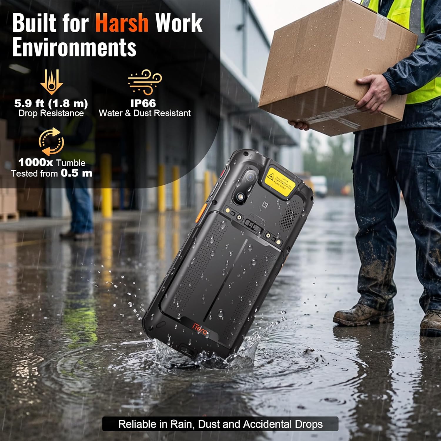 Android 13 Barcode Scanner PDA: HS7 Scan Engine 5.45" HD Display 4GB+64GB IP66 Waterproof 5100mAh Battery Warehouse Retail Handheld Computer P500