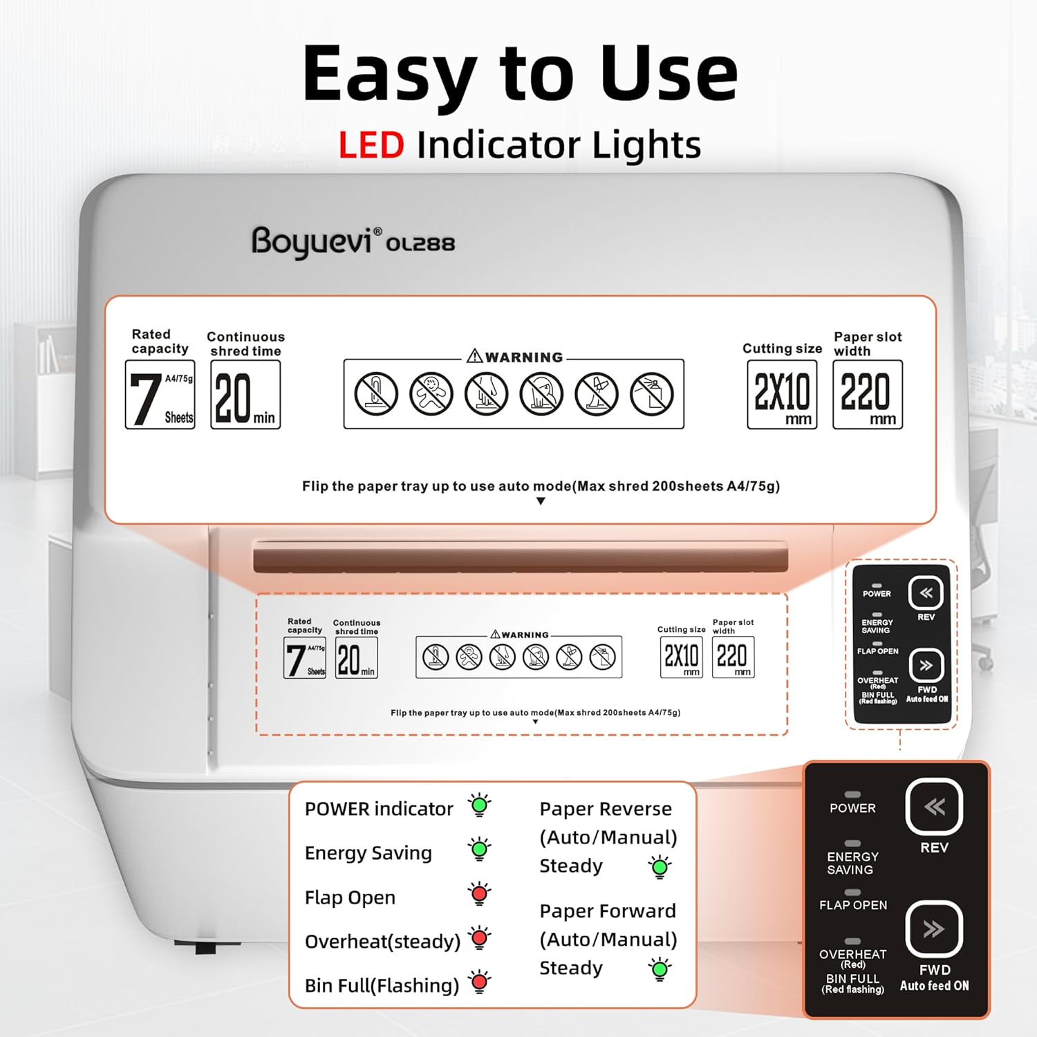 200-Sheet Auto Feed Paper Shredder, Touchscreen Heavy Duty Shredders, 40 Min Non-Stop, P-5 Ultra Security Commercial Shredder for Home Office, Micro Cut with Wheels, 5.8 Gal Bin,