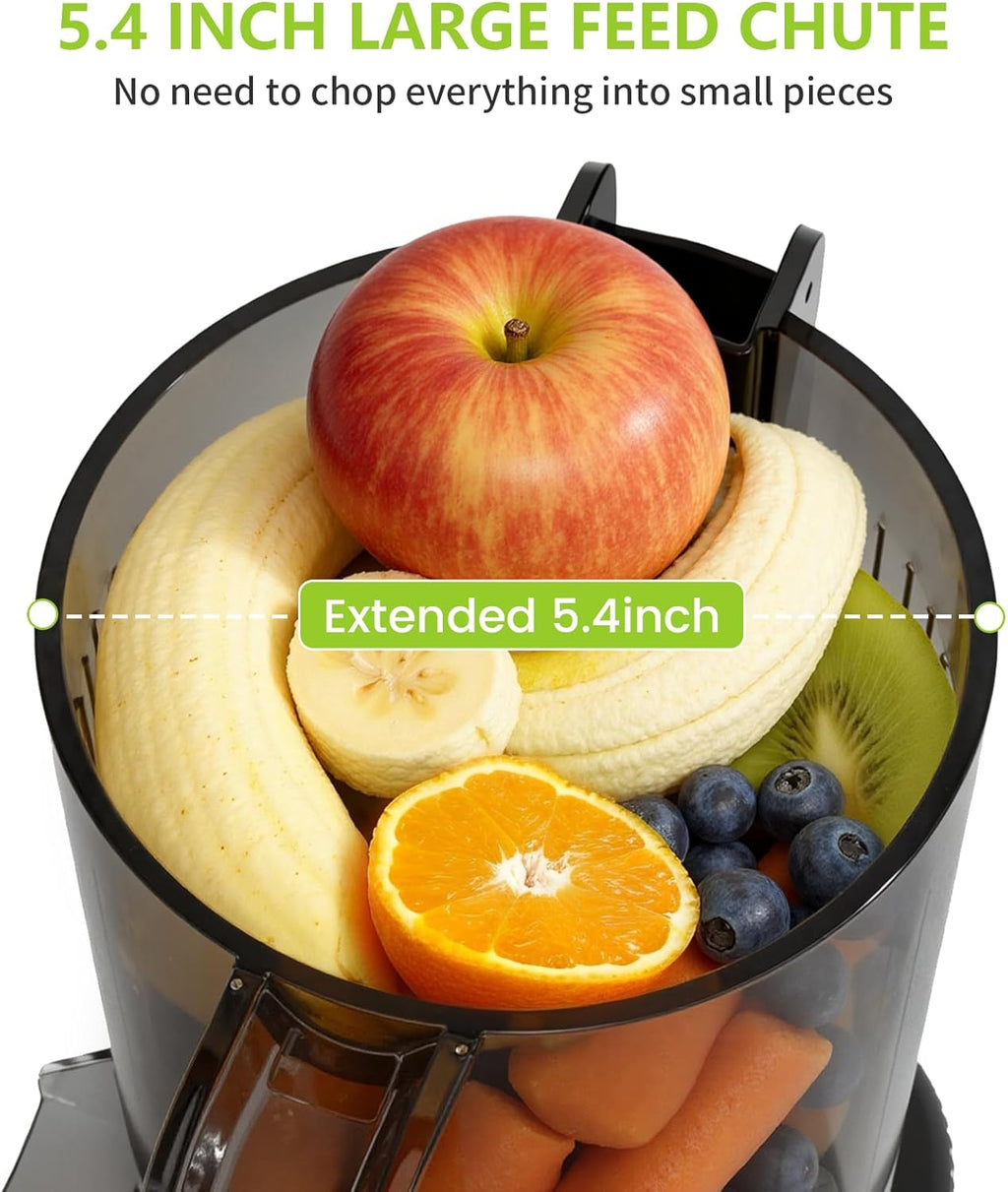 COWSAR Cold Press Juicer Machines, Orange Juicer with 5.4" Extra-Large Feed Chute, 60RPM Slow Masticating Fruit Juicer, 300W Electric Juicer for Citrus, Pomegranate & Vegetables