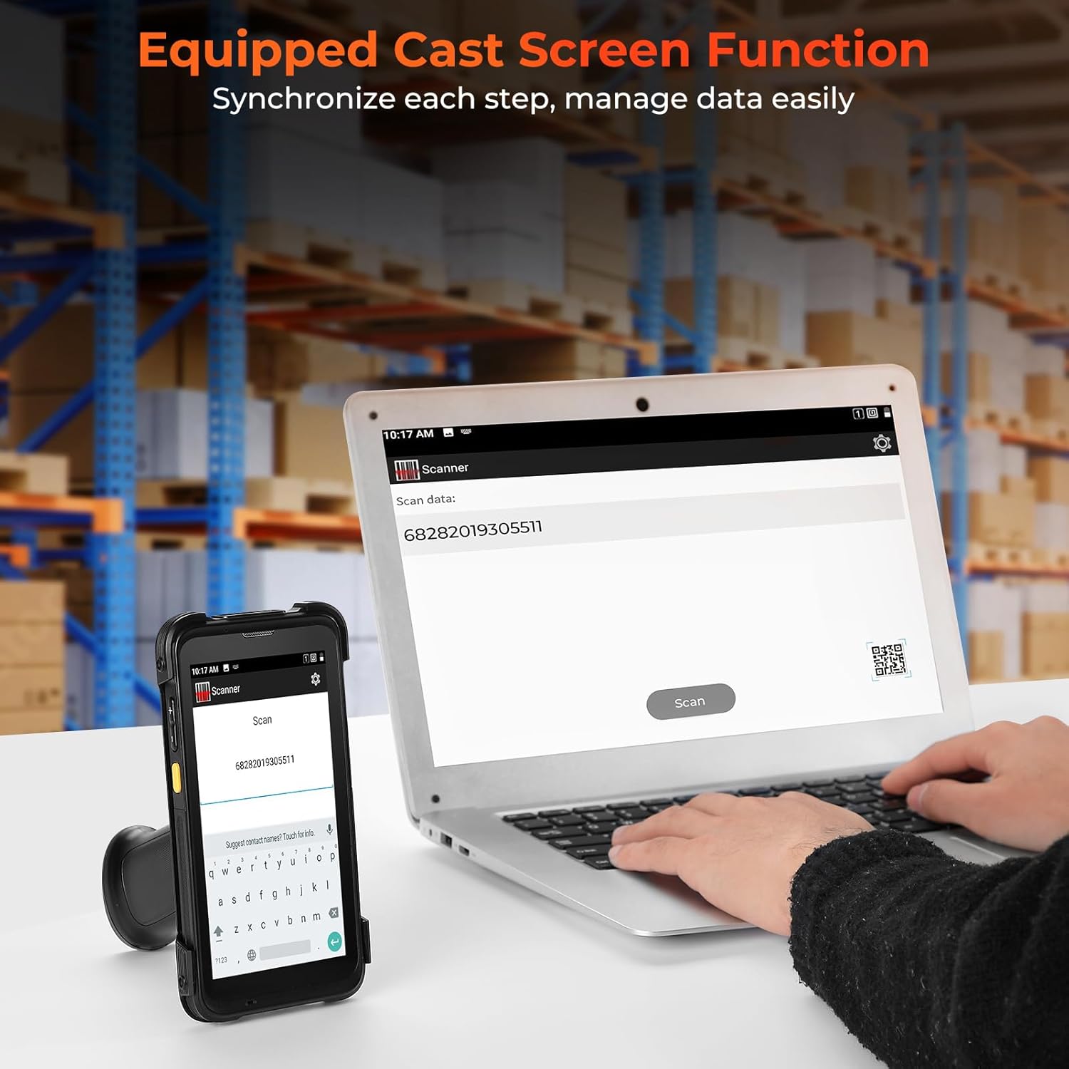 MUNBYN IPDA101P Upgraded Android 13 Barcode Scanner with Pistol Grip, Wi-Fi 6 Handheld Mobile Computer PDA 5.5" Screen, Equipped Data Terminal SE4710 Zebra Engine, GPS 1D/2D/QR Inventory Scanner