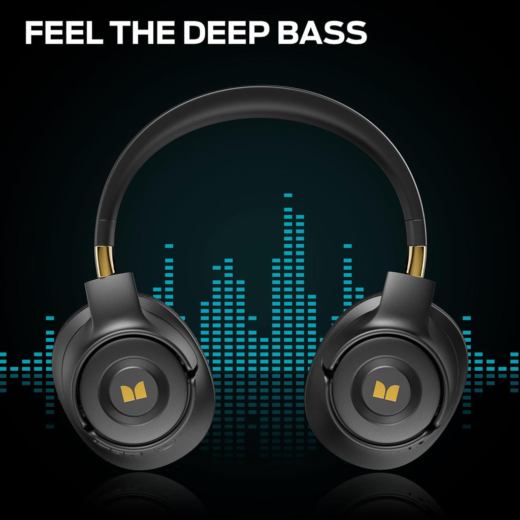 Monster Persona SE ANC Active Noise Cancelling Headphones, Over Ear Bluetooth Headphones Wireless, 60H Playtime, HiFi Stereo Audio, Deep Bass, Built-in Mic, Memory Foam Ear Cups for Home (Black)