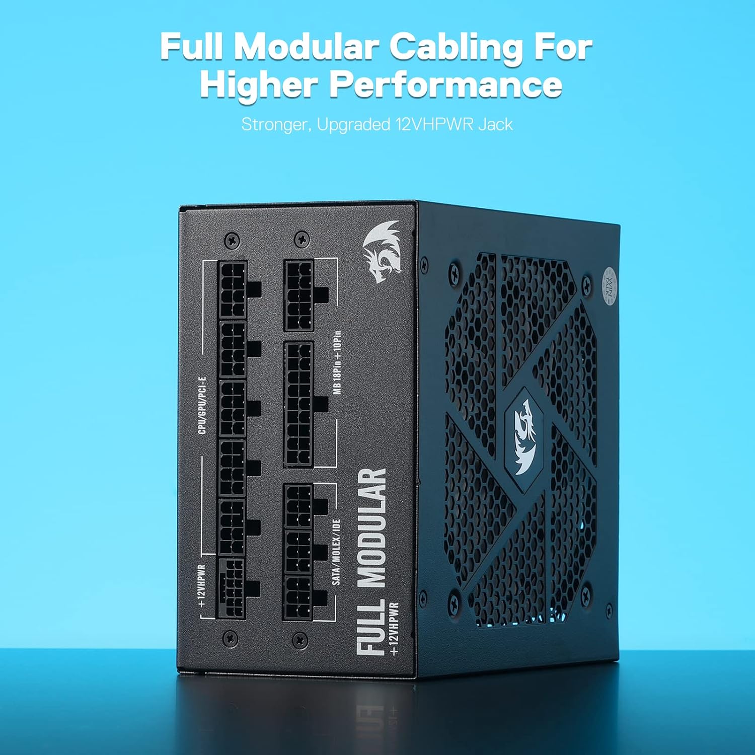 Redragon RGPS-850W 80+ Gold 850 Watt Power Supply w/Upgraded ATX 3.1 & PCIe 5.1 Fully Modular, 12VHPWR Cable Included, 100% Japanese Capacitors, Smart ECO Low Noise RGB Fan, Compact 160mm Size