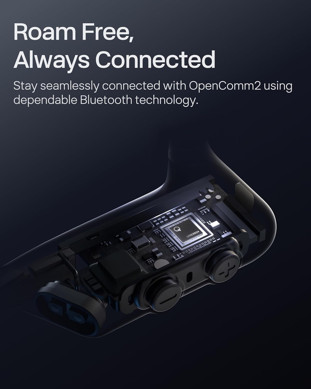 OpenComm2 2025 Upgrade - Open-Ear Bone Conduction Headphones, Wireless Bluetooth Headset with Noise Canceling Mic & Mute Button for Work Calls and Meetings, 16 Hour Talk Time for Mobile & PC - C120