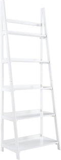 Melissa White Mid Century Five Shelf Ladder Bookcase by Linon