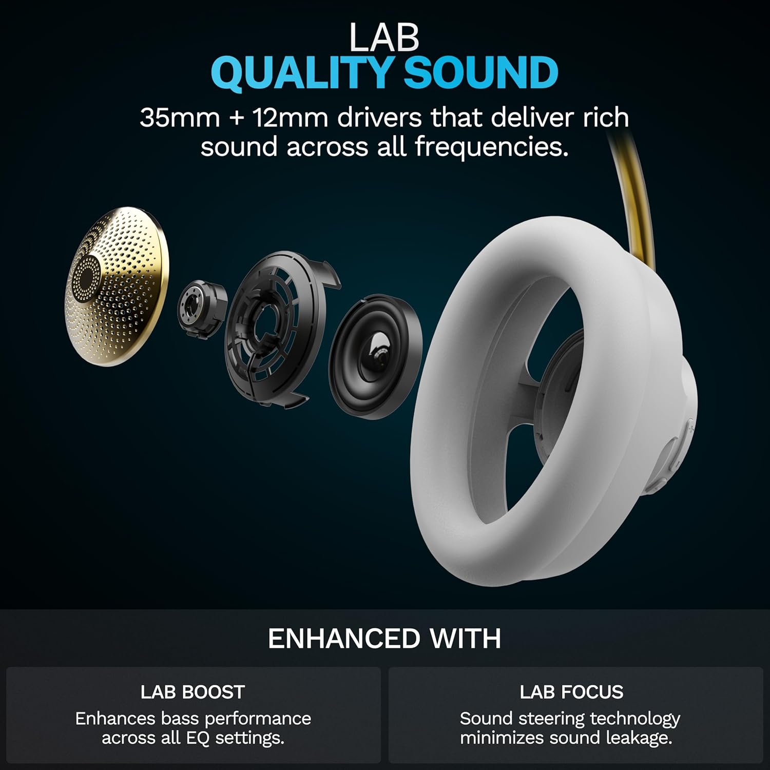 JLab JBuds Open Wireless Headphones – Open-Ear, Comfortable All-Day Fit, 24+ Hour Playtime, Immersive Sound, Bluetooth Headphones with App Control, White
