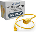 120 Pack UNC 3ft PDU Power Cable C13 to C14 10Amp 18AWG 250V SVT Jacket UL Listed, Yellow, 3 Foot