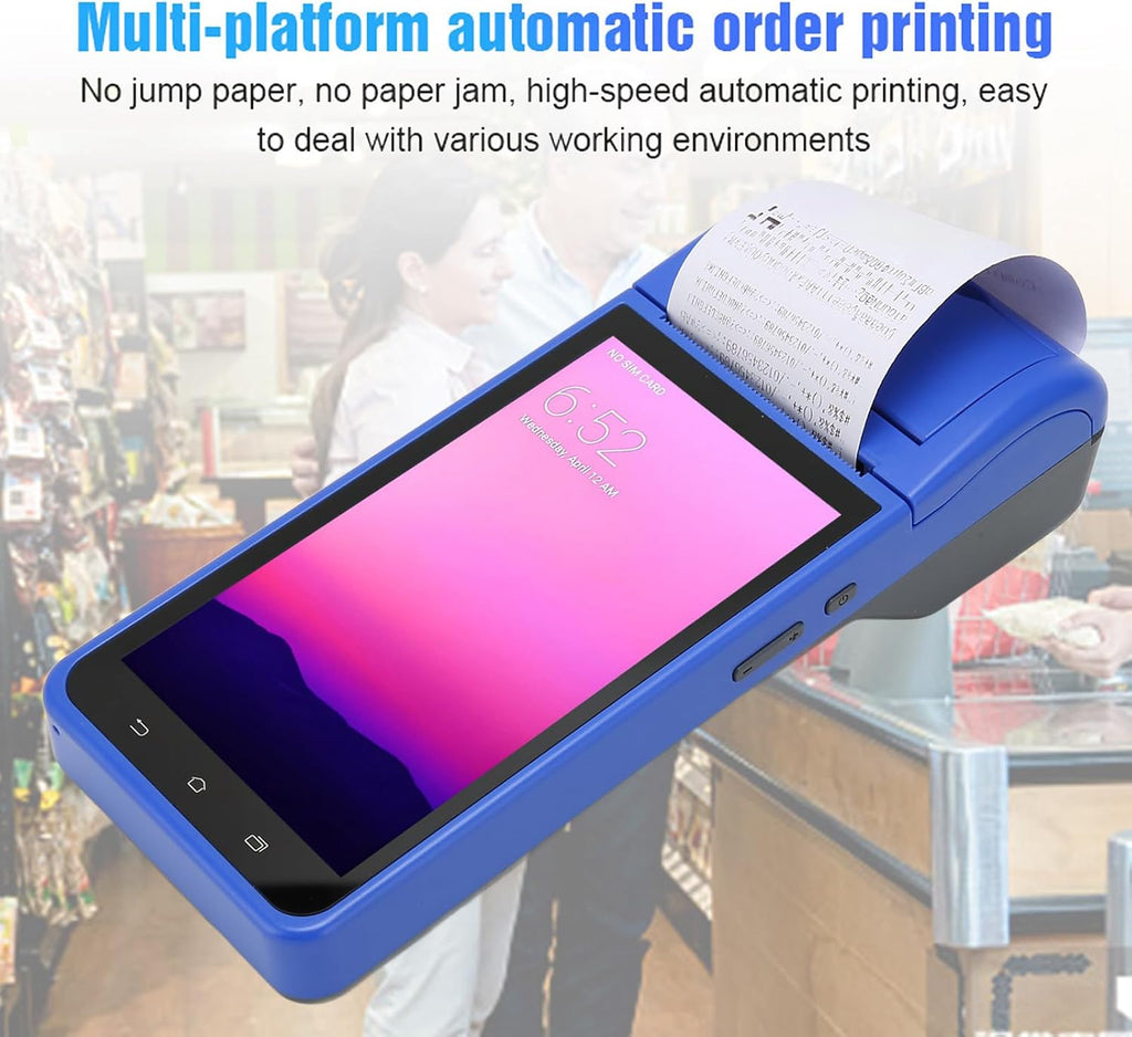 Zunate Handheld PDA POS with 5.5in Touch Screen, POS Receipt Printer 58mm Thermal Printer, 2GB + 32GB 4G LTE Mobile POS Receipt Printer for 1D 2D QR Barcode (US Plug)