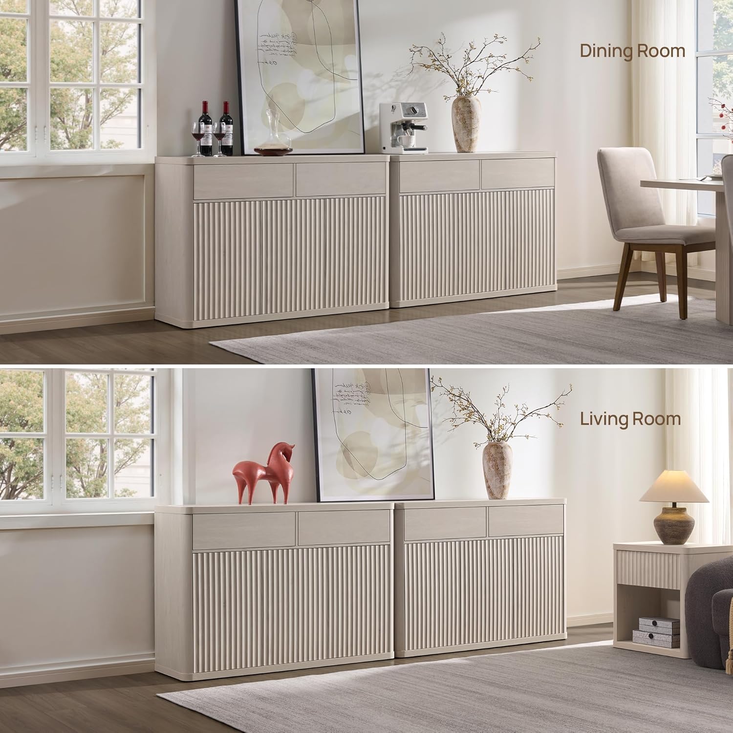 SICOTAS Buffet Cabinet with Storage - Storage Cabinet Sideboard with Doors & Shelves Accent Credenza Buffet Table with 2 Drawer Buffets & Sideboards for Living Room Dining Room Kitchen Entryway