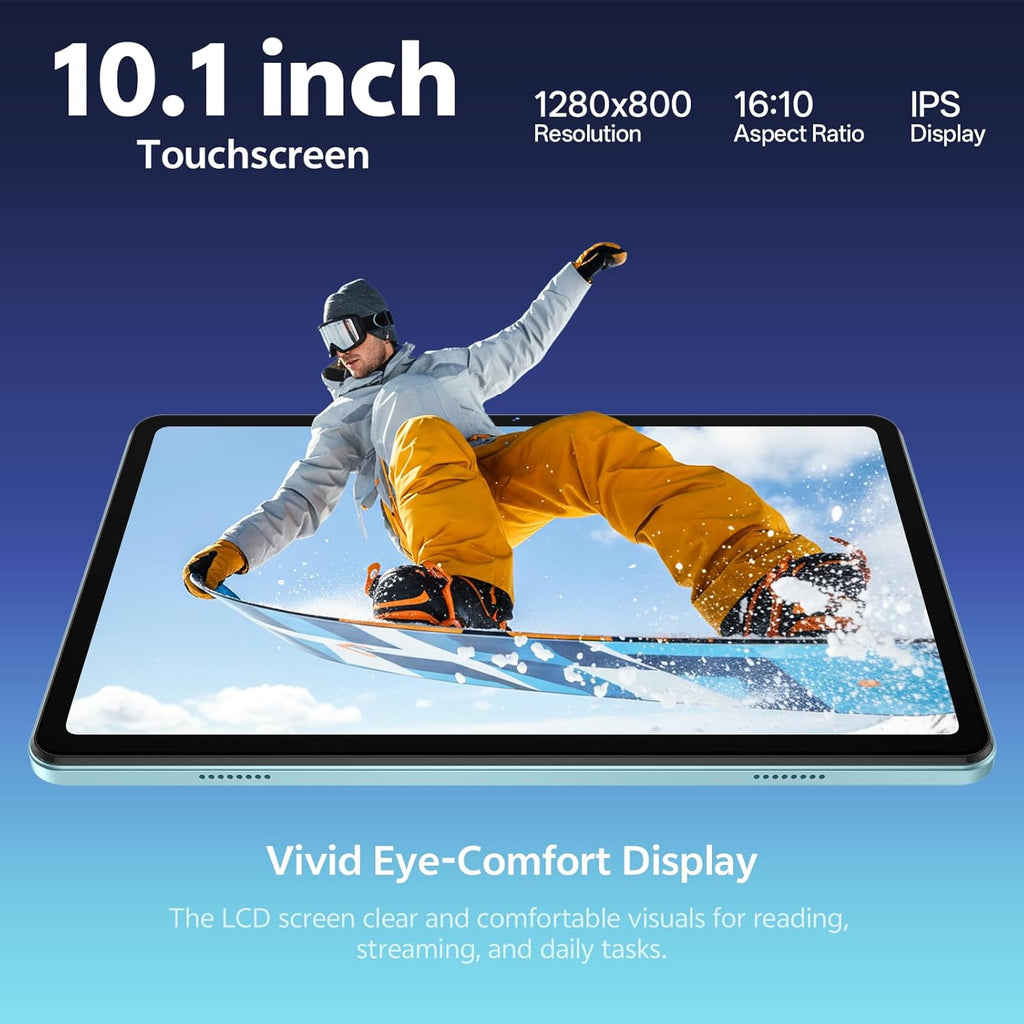 SVITOO Android Tablet 10 Inch, Android 16 Tablet for Kids Adults, 20GB RAM 32GB Storage 1TB Expandable, Dual Cameras 8MP 2MP, 6000mAh Dual Speakers WiFi 6 Blue
