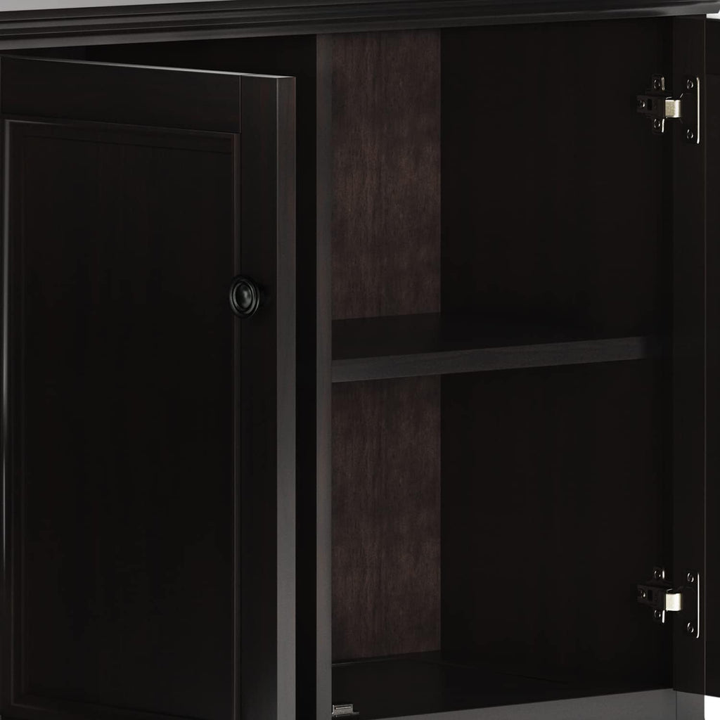 SIMPLIHOME Amherst 60-inch Wide Solid Wood 3-Door Storage Cabinet in Hickory Brown, Transitional-Style Buffet Sideboard for Living Room, Dining Room or Entryway