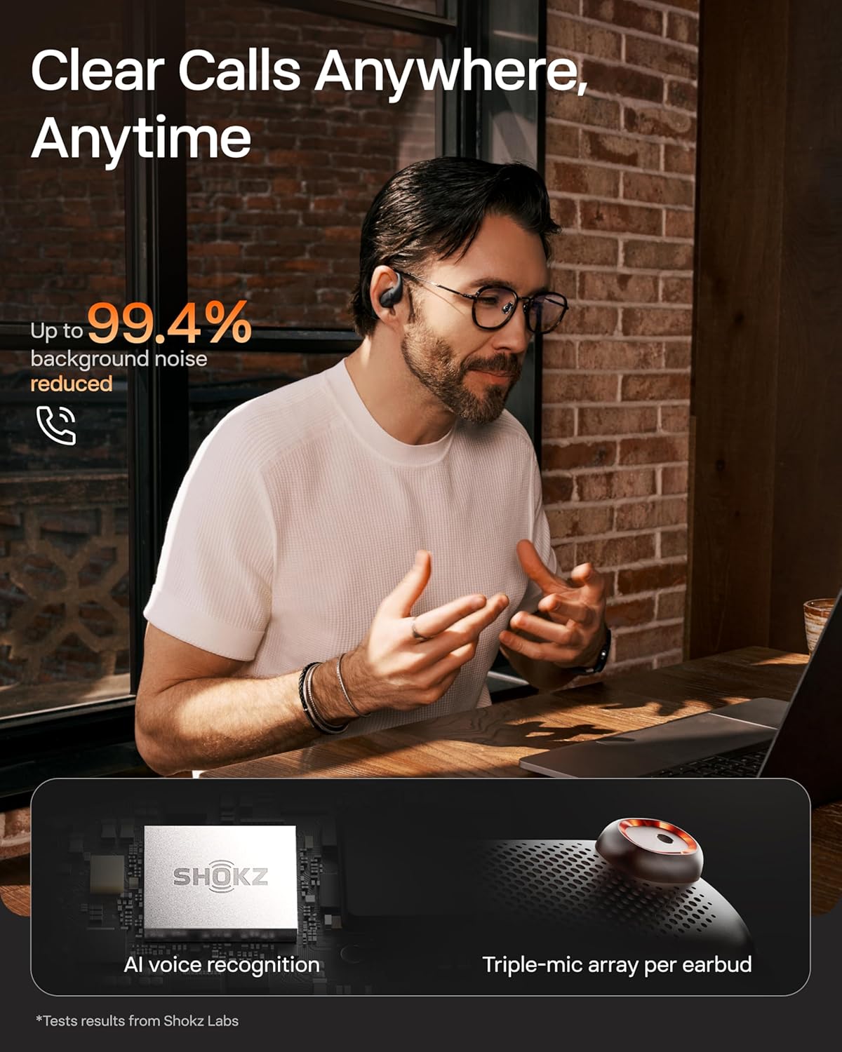 SHOKZ OpenFit Pro Open-Ear True Wireless Earbuds with Open-Ear Noise Reduction, Optimised for Dolby Atmos, Deep Bass, 50H Playtime, AI-Powered Clear Calls for Work, Sport, Bluetooth 6.1, IP55, Black