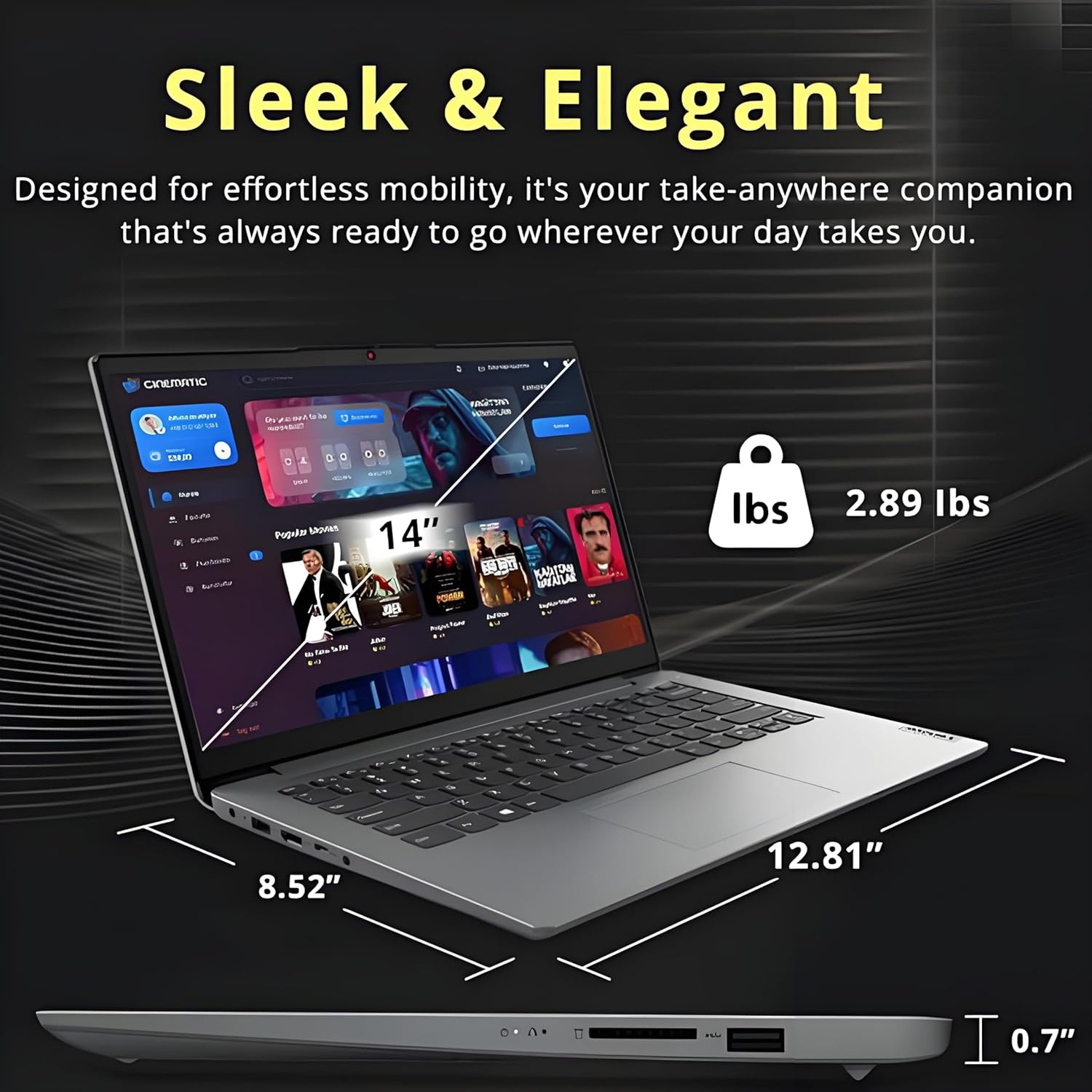 Lenovo Laptop Computer for Home and Office with Office 365, 14" HD Display, 8GB RAM, 128GB Storage, Intel Dual-Core, WiFi6, Bluetooth 5.2, USB-C, Portable Desgin, Long Battery, Windows 11 Home