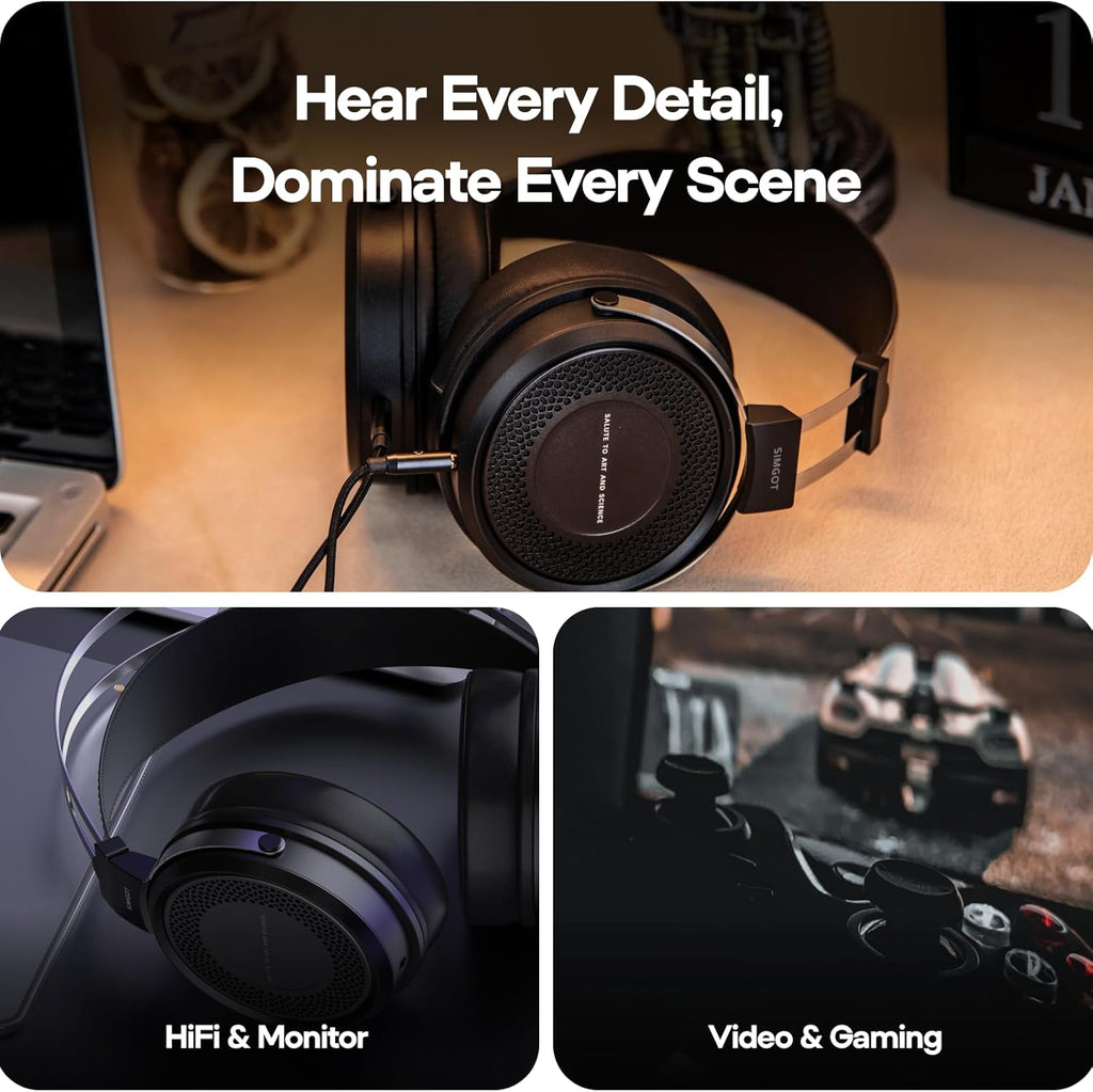 Linsoul SIMGOT EP5 Over-Ear Headphones, 50mm Ultra-Magnetic Drivers, Innovative Closed-Back HiFi Monitor, Dual 3.5mm TRS Detachable Cable, Lightweight Gaming Wired Headset for PC/Mobile