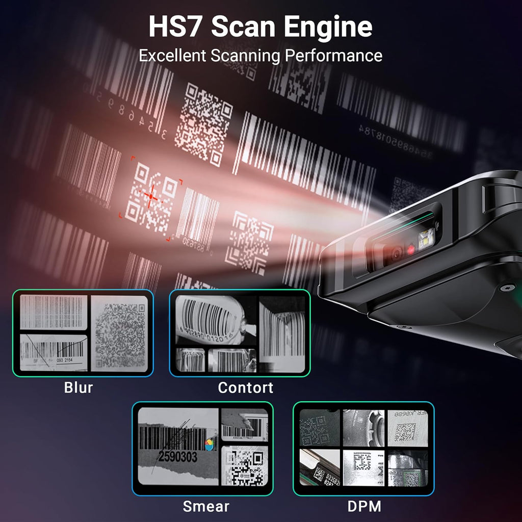 Android 11 Barcode Scanner PDA: 6" FHD Screen HS7 Scan Engine with Pistol Grip 6GB+64GB 5000mAh Battery IP67 Rugged 2D Handheld Computer for Warehouse Logistics Industrial P600