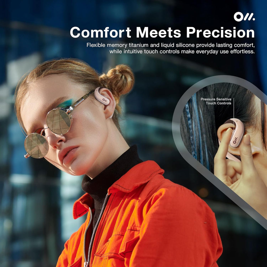 Oladance OWS Pro Open-Ear True Wireless Headphones, Noise Cancellation, Stable Bluetooth 5.3 Connection, Amplifier Chip, Virtual Bass, 360 ° Superior Sound, 16H Playtime, Comfortable Fit (Pink)