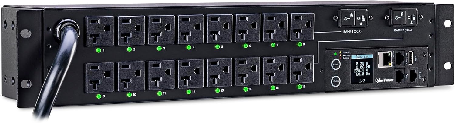 CyberPower PDU41003 Switched PDU, 120V/30A, 16 Outlets, 2U Rackmount