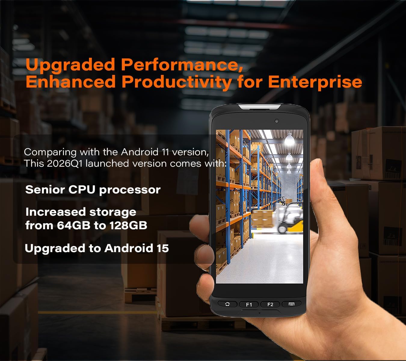 Rugged Android 15 Handheld Barcode Scanner Touch Screen Mobile Computer Portable PDA 1D & 2D Bar Code Reader Wi-Fi & 4G LTE, for Warehouse Inventory Logistics & Assets Tracking